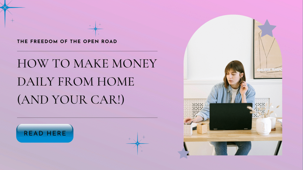 A mum working from home on her laptop with a calm, focused expression, symbolizing flexible daily income through online and gig work.