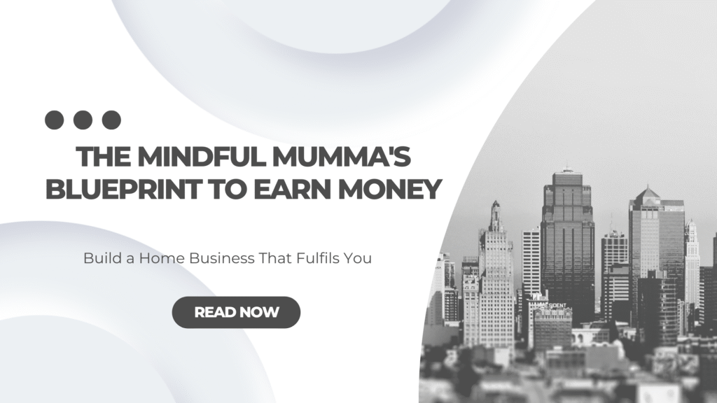 Illustration of a calm, confident mum building a home business to earn money daily—symbolizing long-term income growth, balance, and fulfillment