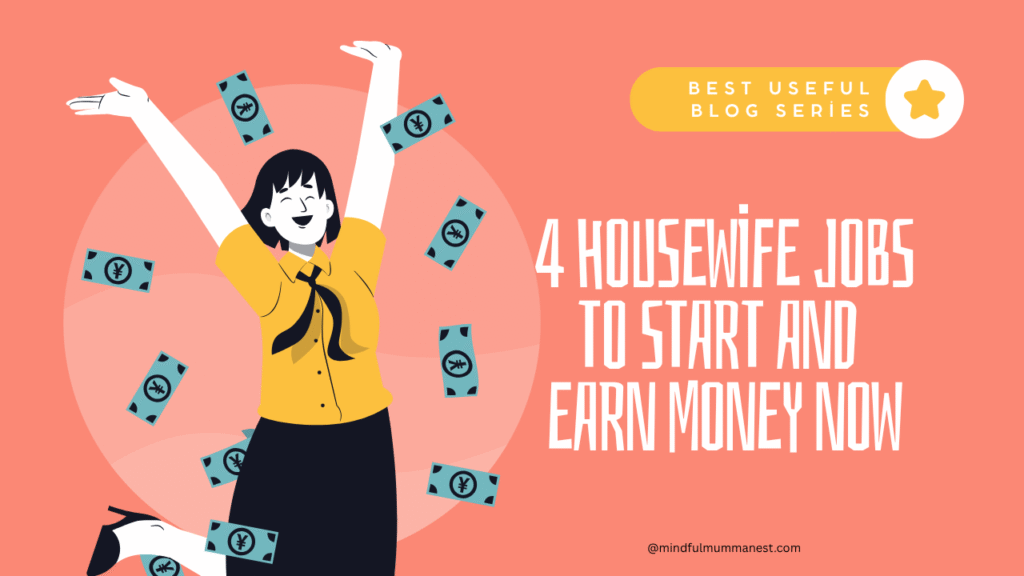 Happy Indian housewife celebrating online income with falling money, symbolizing real jobs from home to earn money now