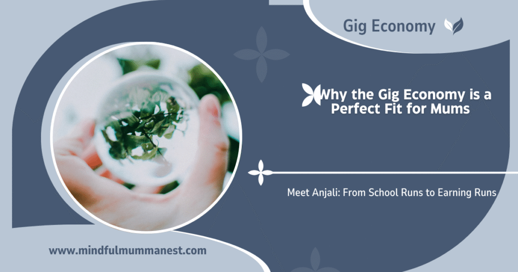 Why the Gig Economy is a Perfect Fit for Mums – Flexible Earning for Busy Mothers A close-up of a hand holding a glass sphere with green leaves inside, symbolizing clarity and opportunity in the gig economy for mums.