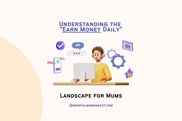 Understanding the Earn Money Daily Landscape for Mums Mum working online with digital icons, showing the landscape of daily earning opportunities for mothers from home