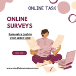 A person sitting cross-legged on the floor with a laptop and papers, representing the opportunity to earn extra cash by completing online surveys in their spare time.