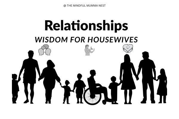 "Relationships Wisdom for Housewives – The Mindful Mumma Nest" Silhouette of diverse families and housewives highlighting relationships and wisdom for housewives – The Mindful Mumma Nest