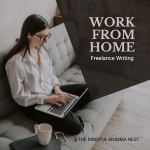 Woman working from home on a laptop, representing freelance writing opportunities for housewives.