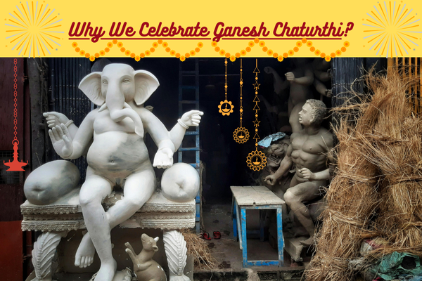 Clay idol of Lord Ganesha in a workshop for Ganesh Chaturthi celebration"