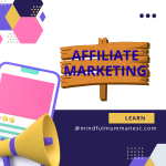 Colorful illustration with a phone and megaphone, representing affiliate marketing for earning money online.