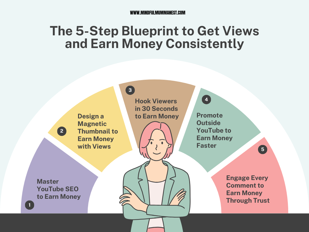  5-step blueprint to get YouTube views and earn money consistently with SEO, thumbnails, promotion, and engagement