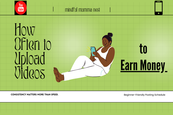 Woman using phone while learning how often to upload YouTube videos to earn money consistently.