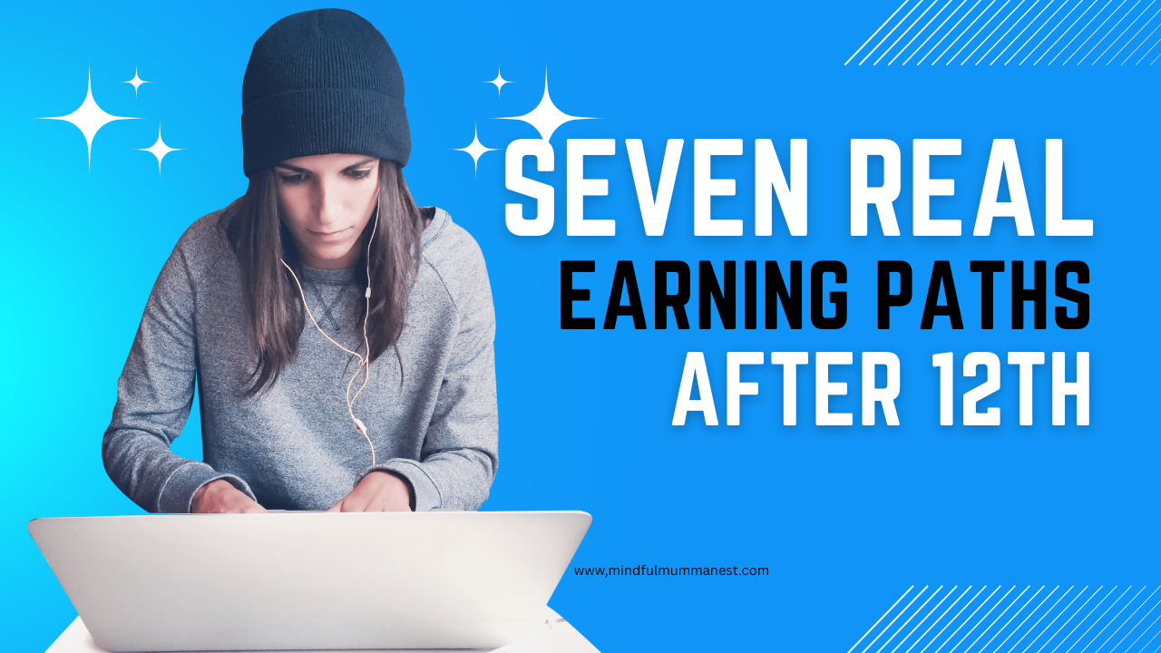 A focused student learning online on a laptop, representing seven real and practical ways to earn money from home after 12th through skills, creativity, and mindful growth.