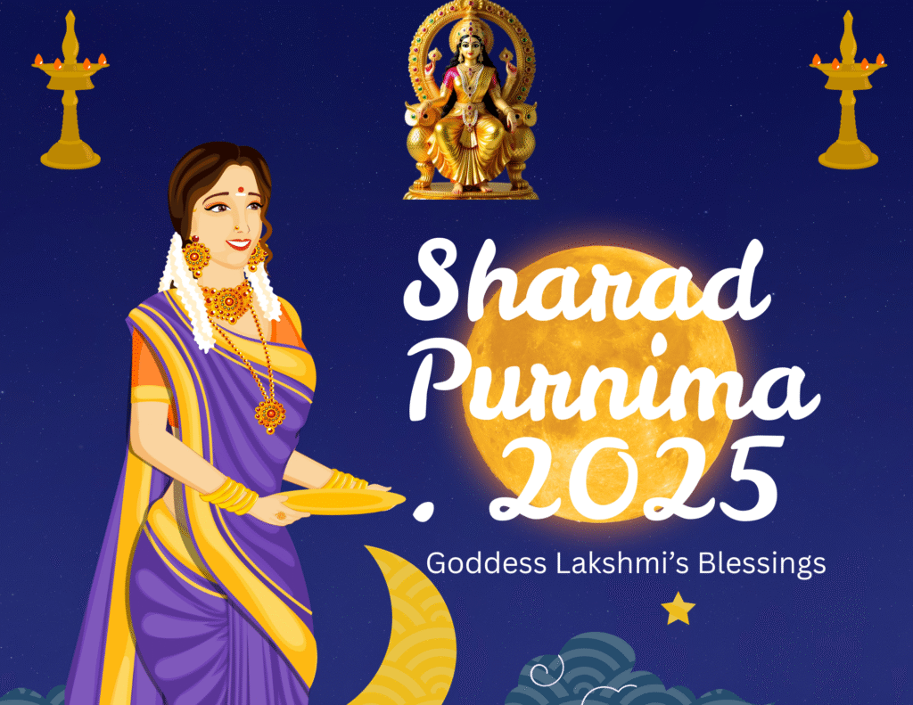 Sharad Purnima 2025 celebration with Goddess Lakshmi, full moon, and night of blessings