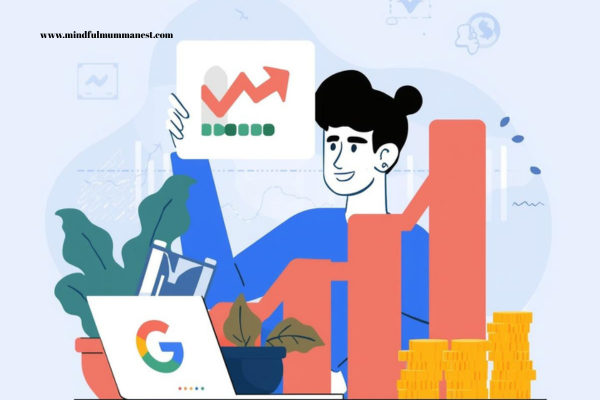 illustration of person with growth charts showing how to earn more money from google ads without investment
