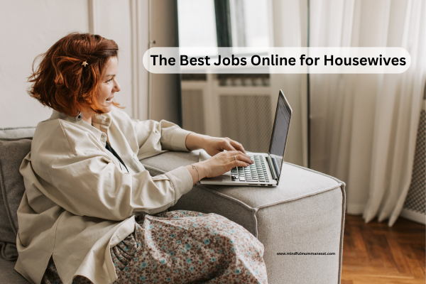 Housewife typing on a laptop while exploring the best jobs online for housewives from home
