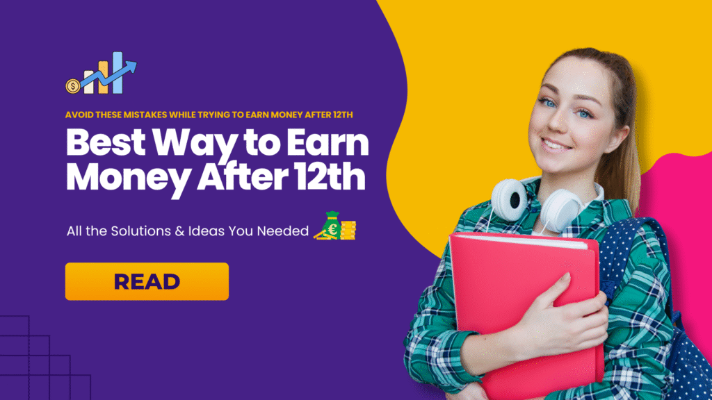Earn money after 12th student holding books and learning online skills to improve income opportunities and start earning from home.