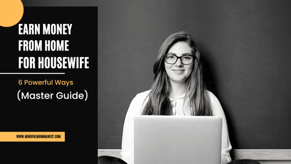 A woman working on a laptop at home, representing practical ways for housewives to earn money from home through typing, YouTube, Pinterest, UGC, and online work.