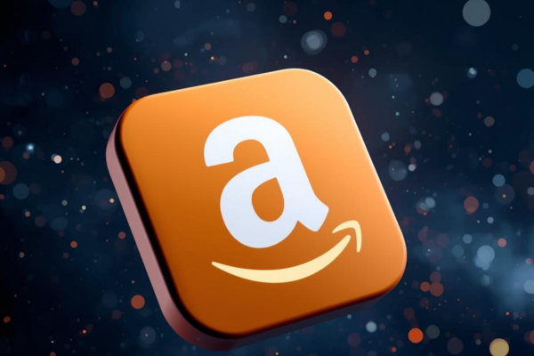 The Amazon logo on a glowing background, representing how housewives can earn money from home using Amazon KDP by publishing planners, journals, and low-content books.
