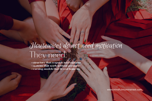 housewives need practical systems to earn money from home not motivation
