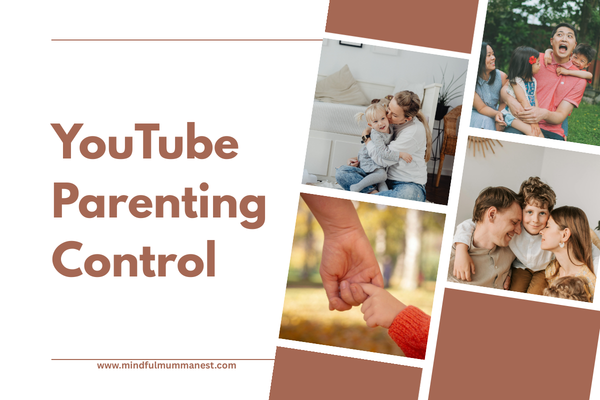 Parents setting up YouTube parenting control while managing family time at home