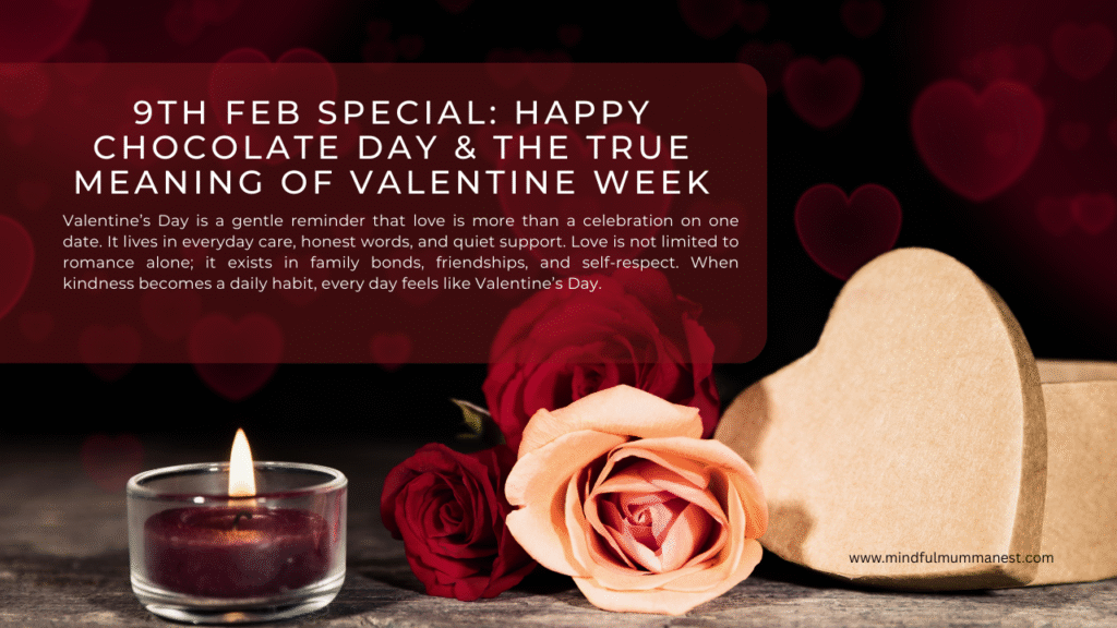 9th Feb Happy Chocolate Day and Valentine Week feature image showing roses, candle, and heart symbolising love beyond romance