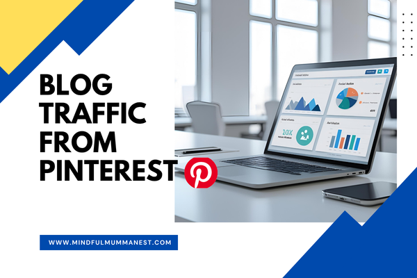 blog traffic from pinterest shown on laptop analytics dashboard for earning money online