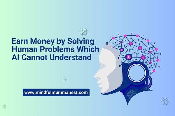  Illustration of a human head with AI network showing how people can earn money by solving human problems artificial intelligence cannot understand.
