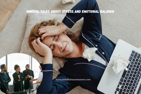 Woman feeling stressed while working on a laptop representing emotional balance challenges while trying to earn money from home
