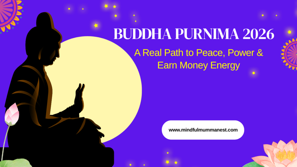 Buddha Purnima 2026 peaceful meditation image with full moon and earn money energy