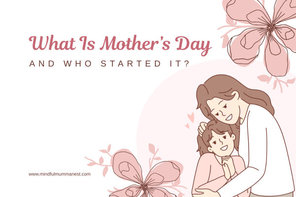 Illustration of a mother hugging her child representing Mother’s Day history, emotional bonding, motherhood, family love, and respect for mothers.
