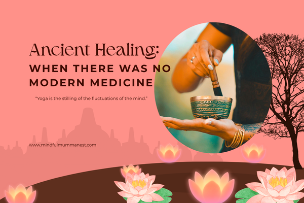 Ancient healing practices showing meditation and mindfulness before modern medicine
