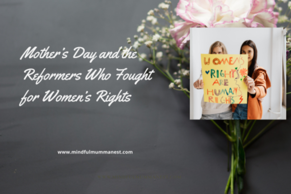 Women holding a women’s rights poster representing Mother’s Day, women empowerment, social reformers, equality, dignity, and respect for women.