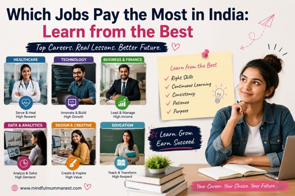 Which jobs pay the most in India learn from the best career guide featuring healthcare, technology, business, education, and skill development pathways.
