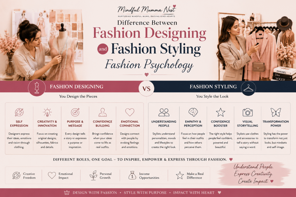 Fashion psychology showing how colours, emotions, confidence, mood, and human behaviour influence fashion designing and fashion styling.