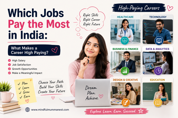 Student exploring high-paying careers in India including healthcare, technology, business, education, and creative industries to earn money and build a successful future.
