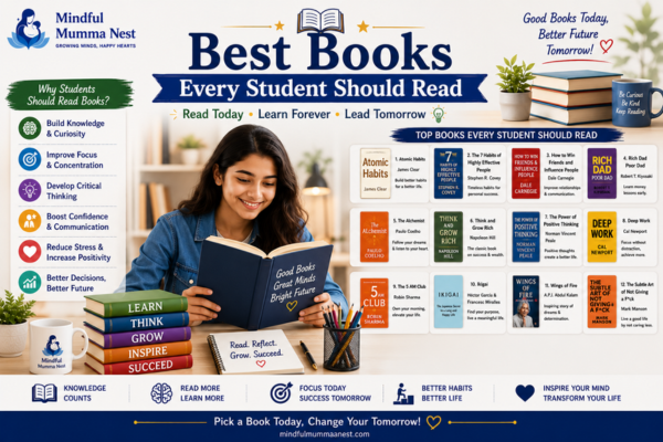 Best Books Every Student Should Read image featuring recommended books, reading habits, personal growth, knowledge, and better lifestyle.