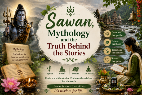 Sawan mythology and the truth behind the stories with Lord Shiva, sacred texts, temple, river and devotional elements