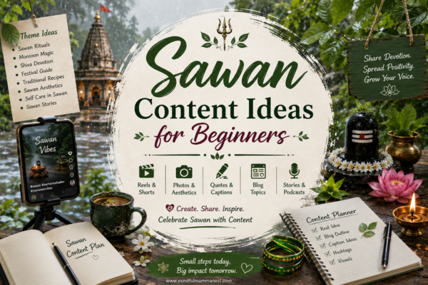 Sawan content ideas for beginners with reels, photos, blogs, stories, devotional themes and content planning