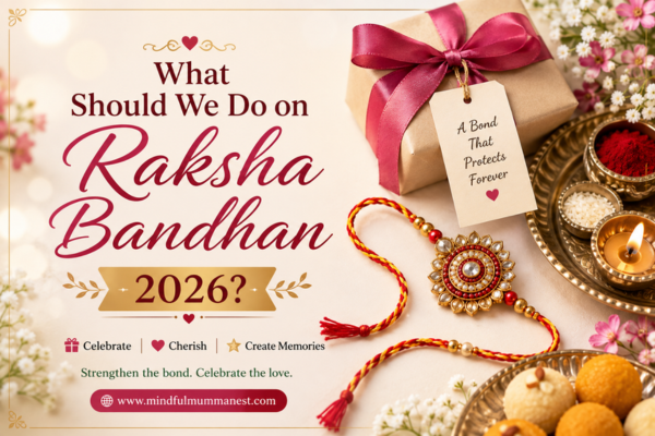 Raksha Bandhan 2026 celebration with a beautiful rakhi, gift, festive thali, sweets, diya, and ideas for celebrating the special sibling bond.