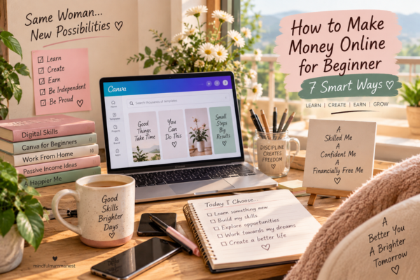 How to make money online for beginner through Canva and digital skills from home
