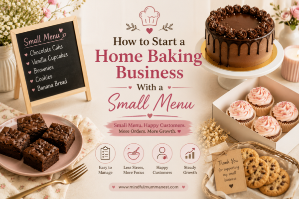 Home baking business with a small menu of cakes, brownies, cupcakes and cookies
