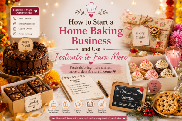 Festive home baking business with cakes, cupcakes, brownies and gift boxes for seasonal orders
