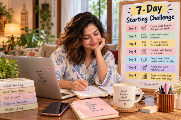 7-day starting challenge for English online teaching jobs from home