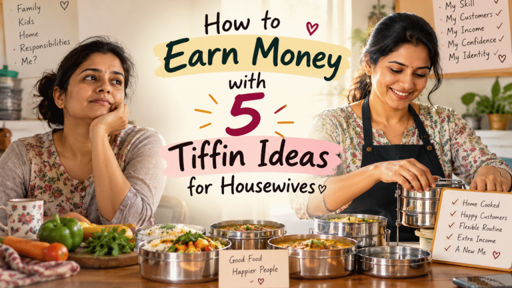 Woman preparing home-cooked tiffin Service meals to earn money with 5 tiffin ideas for housewives